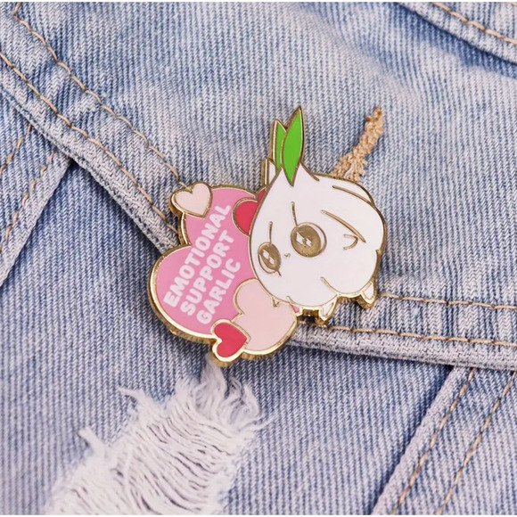 Emotional Support Garlic HARD Enamel Pins 332-1 - Picture 5 of 5